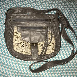 Gray leather side purse